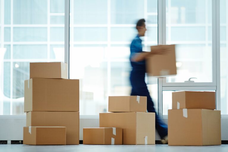 Boxes in an office